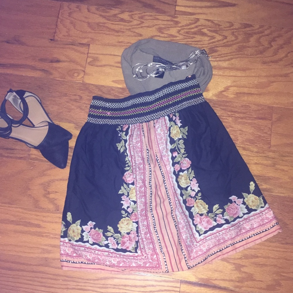 Cotton Floral Peasant Skirt | Blue Asphalt